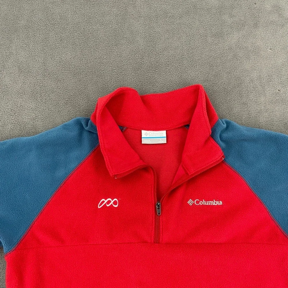 Columbia Glacial II Quarter Zip Jacket Youth Boys Large Blue Red Fleece Pullover